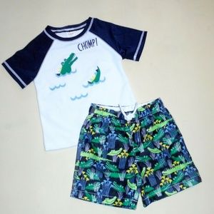 Gymboree Boys Rashguard Swim Shorts 12-18M NEW